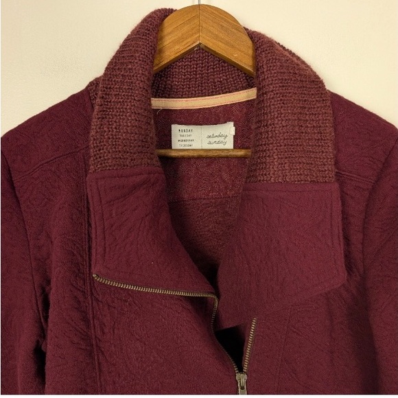 Anthropologie Red Bomber Jacket with Asymmetrical Design - Picture 4 of 6